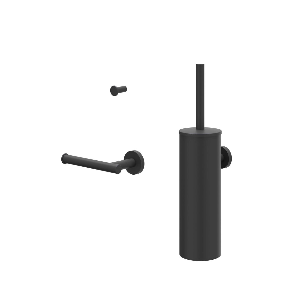 IVY Bond Accessoireset AS1: Borstelgarnituur wandmodel, handdoekhaak klein en toiletrolhouder - Mat zwart PED - 6901162