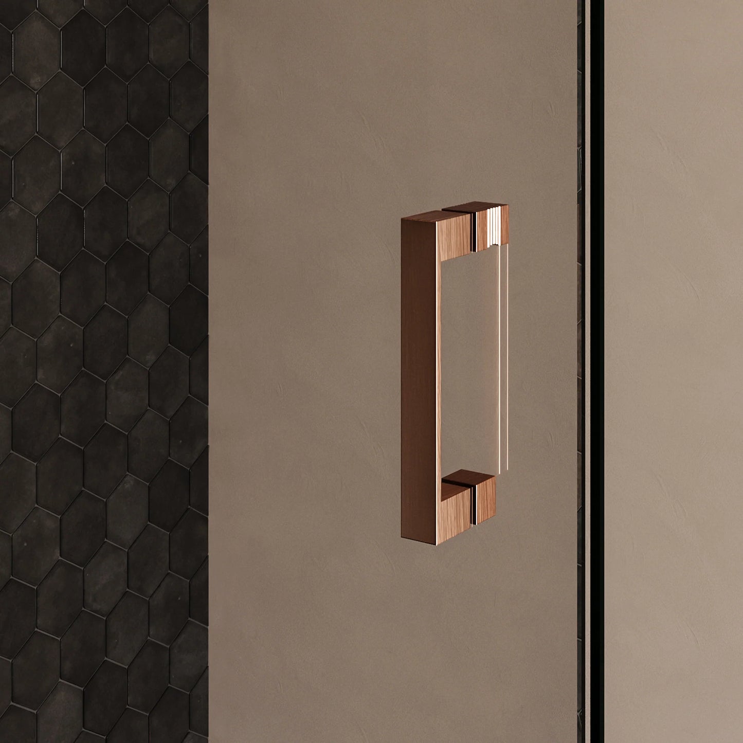 BRAUER Void nisdeur 2-delig helder glas omkeerbaar met draaideur 70 aan muur PVD koper