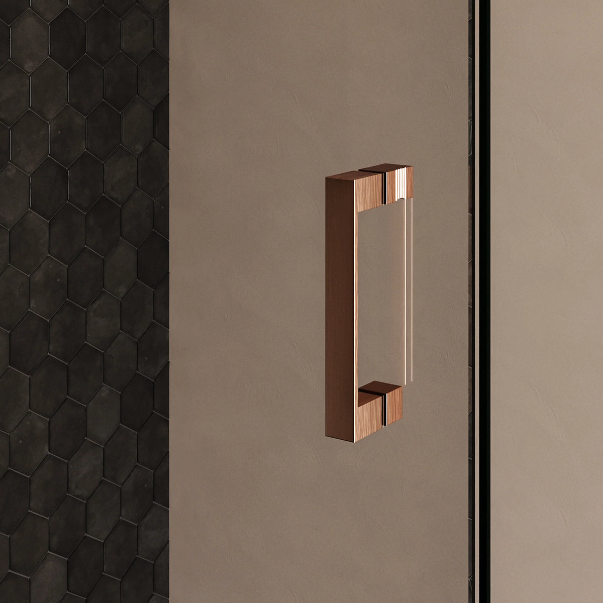 BRAUER Void nisdeur 2-delig helder glas omkeerbaar met draaideur 60 aan glas PVD koper