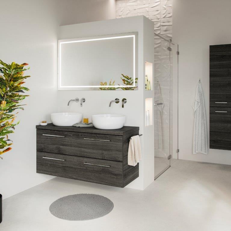 Primabad Opbouw Edition badmeubelset 121 cm met spiegel met opbouwkom