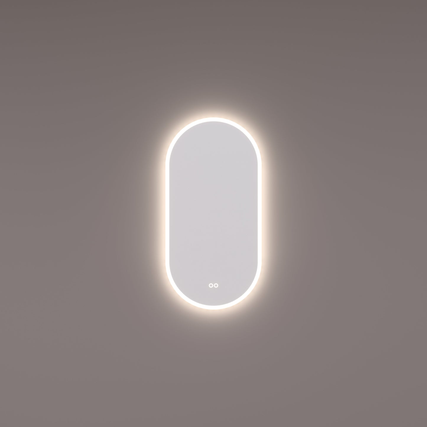 Voorraad spiegel ovaal-recht met directe en indirecte LED verlichting rondom 50X100x3cm + touch dimmer + spiegelverwarming + kleurenwissel