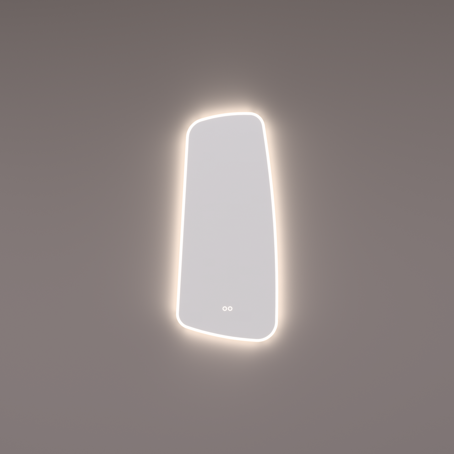 Voorraad spiegel organisch met directe en indirecte verlichting rondom 40x90x3cm + spiegelverwarming + kleurenwissel + touch dimmer
