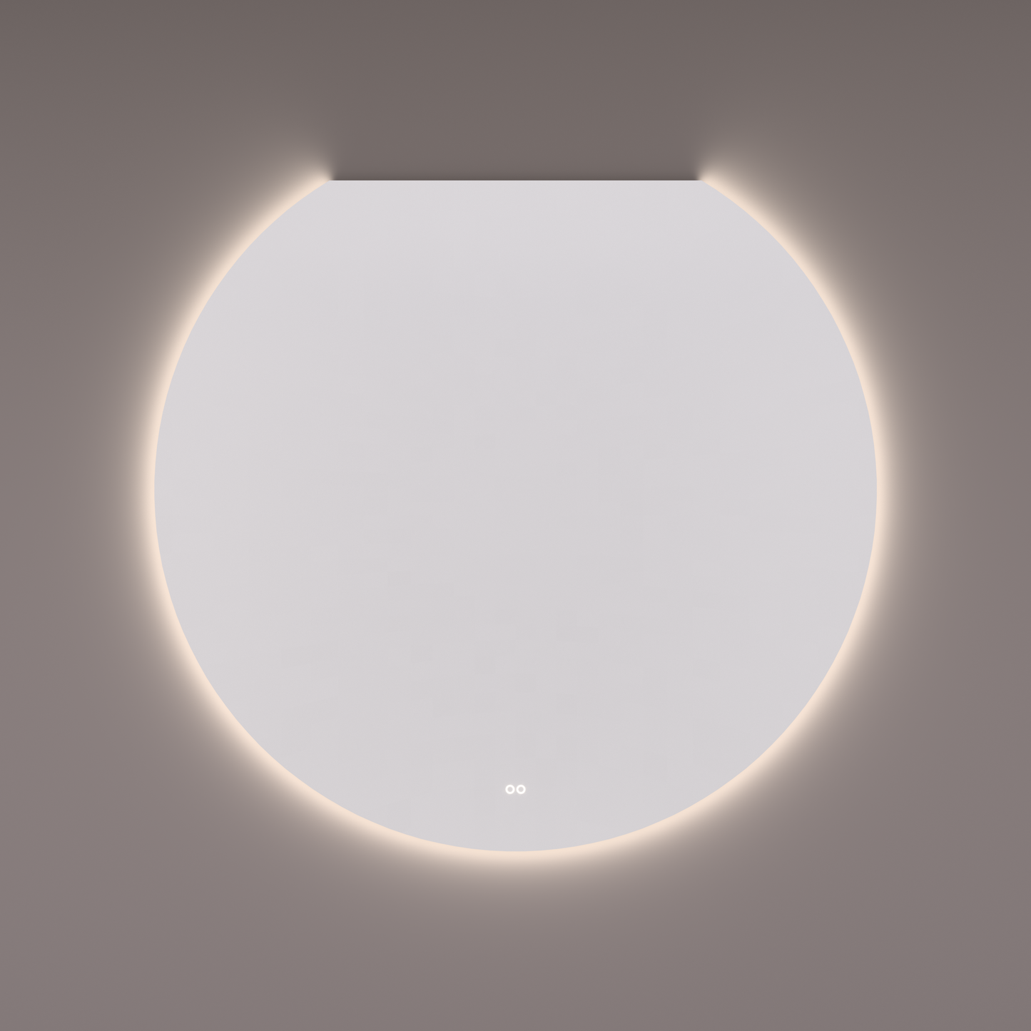 Voorraad spiegel sun-line plafond rond met indirecte LED verlichting in de afronding, diameter 140 en 72B x 130H cm + spiegelverwarming + kleurenwissel + touch dimmer