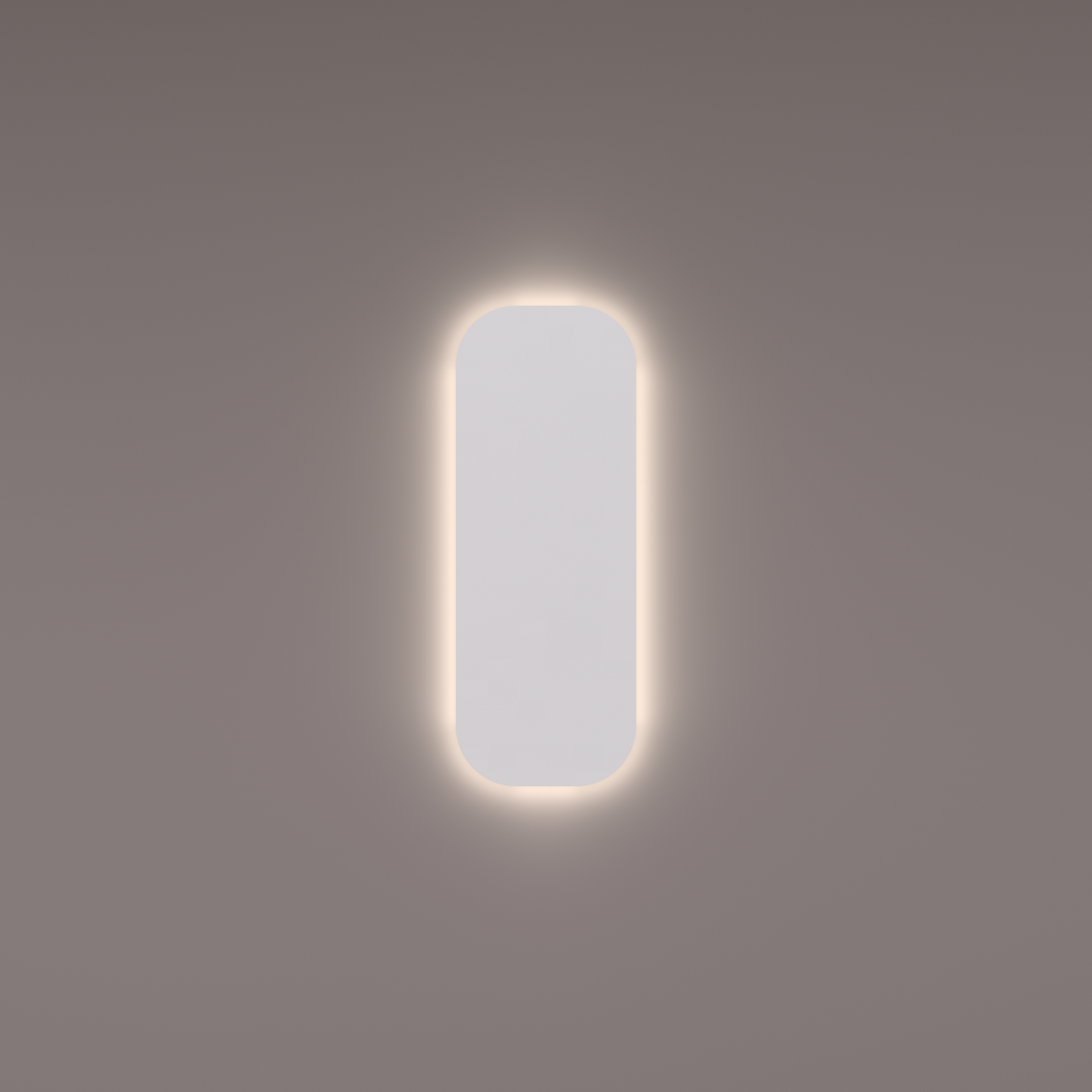 Voorraad toilet spiegel met afgerondde hoeken 30x80x3 cm met indirecte 3000K warme LED verlichting rondom, extern geschakeld