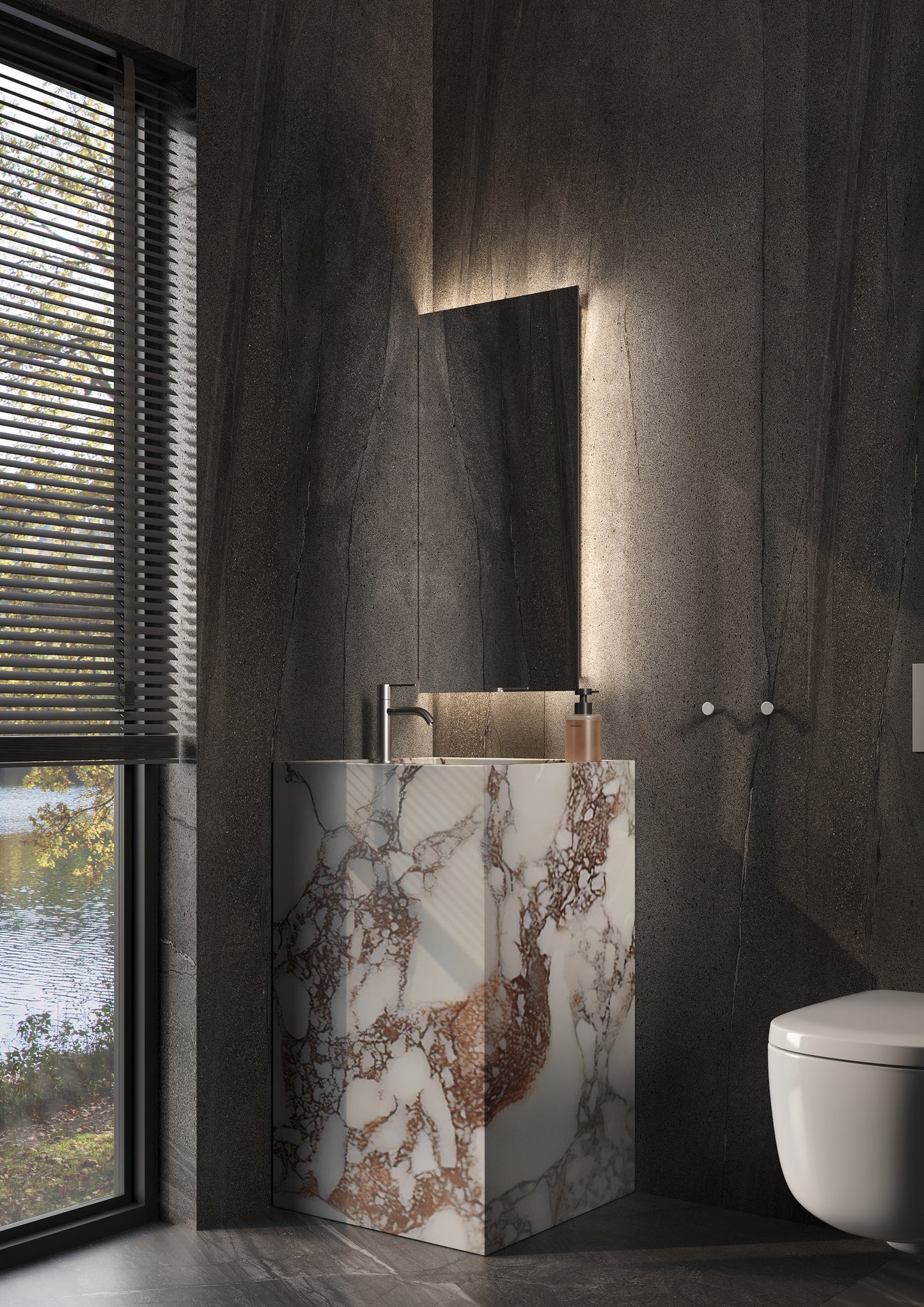 Toiletspiegel Dublin 400x900 mm incl. indirecte verlichting 3-zijde zowel links als rechts te bevestigen
