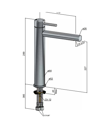 Hotbath Buddy Wastafelmengkraan hoog model
