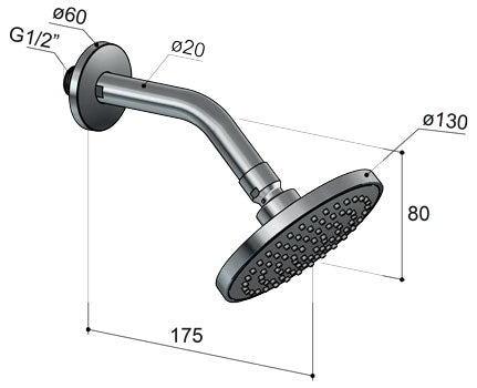 Hotbath Mate Hoofddouche rond ø13 cm inclusief wandarm