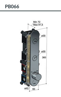Afbouwdeel - Inbouwthermostaat met 2 pushbuttons verticale plaatsing