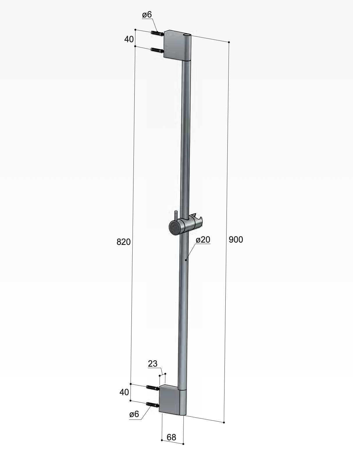 Hotbath Mate ABS Glijstang