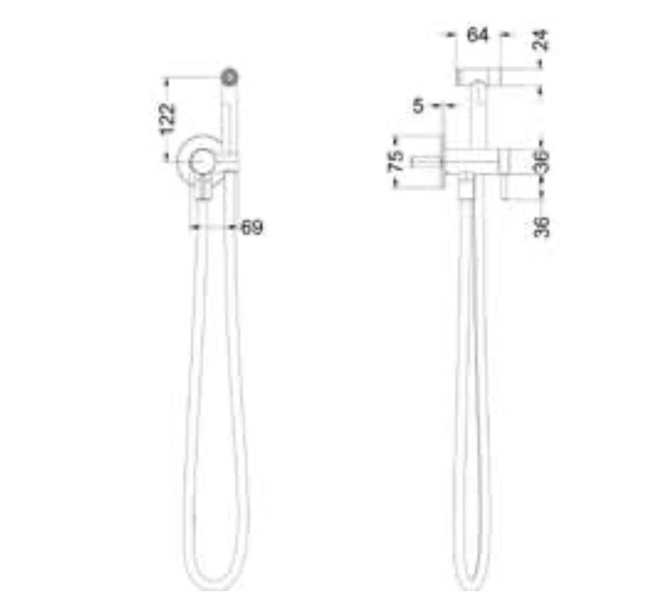 IVY Bond Afbouwdeel eenhendel bidetmengkraan met houder, slang en push button handdouche, coldstart