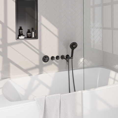 BRAUER Edition Carving inbouw badkraan sets met uitloop - 5-GM-094