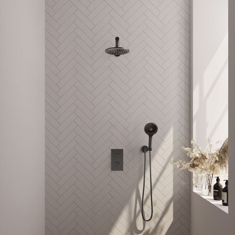 BRAUER Edition Carving inbouw douchesets met 3-weg omstel rechthoekig - 5-GM-127