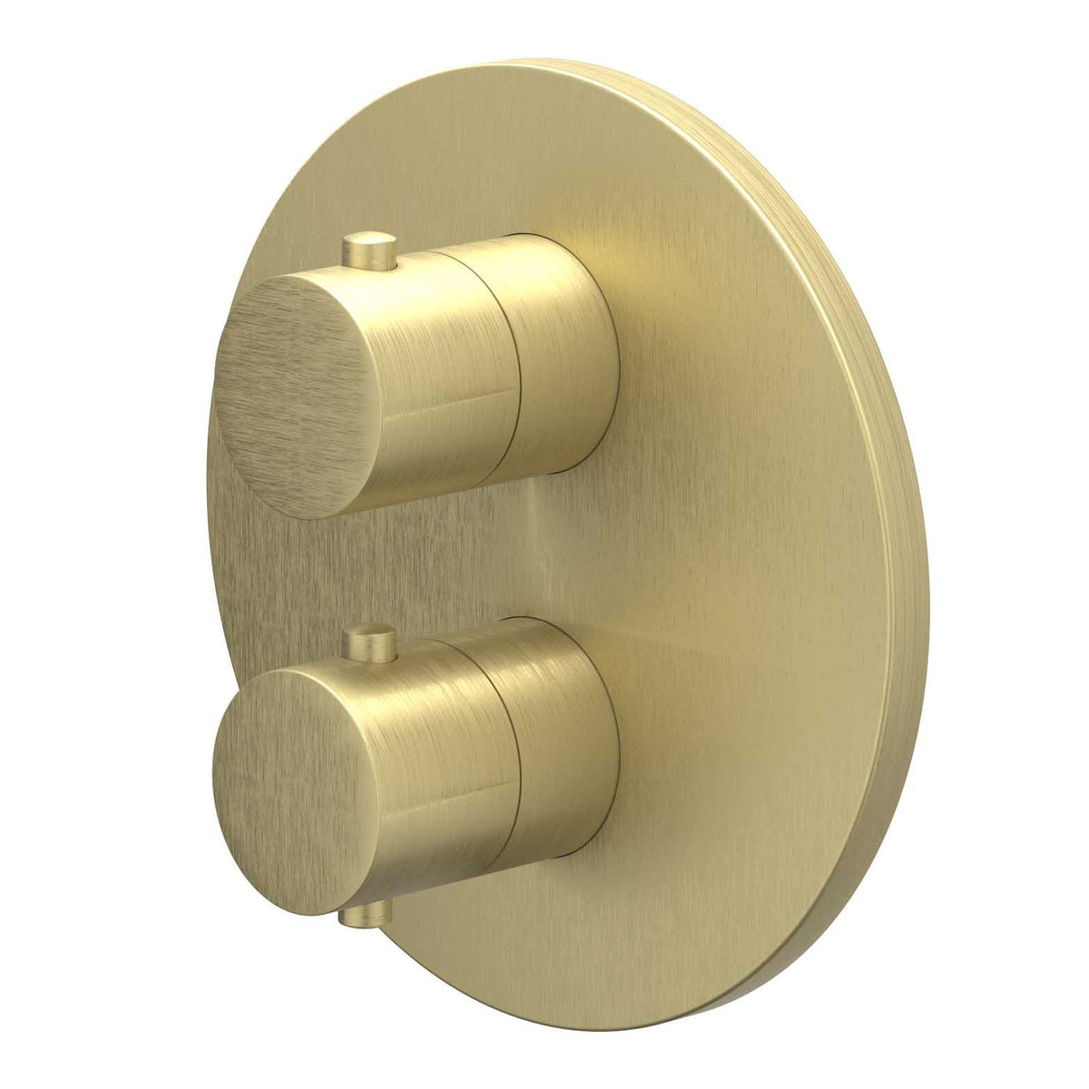 IVY Bond Afbouwdeel inbouwthermostaat met 1 losse stopkraan met rond rozet - Geborsteld mat goud PVD - 6201254