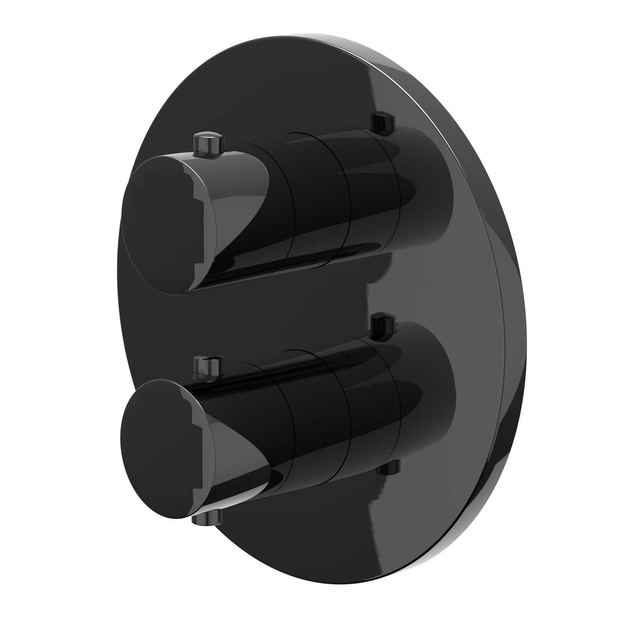 IVY Bond Afbouwdeel inbouwthermostaat met 1 losse stopkraan met rond rozet - Zwart chroom PVD - 6201257