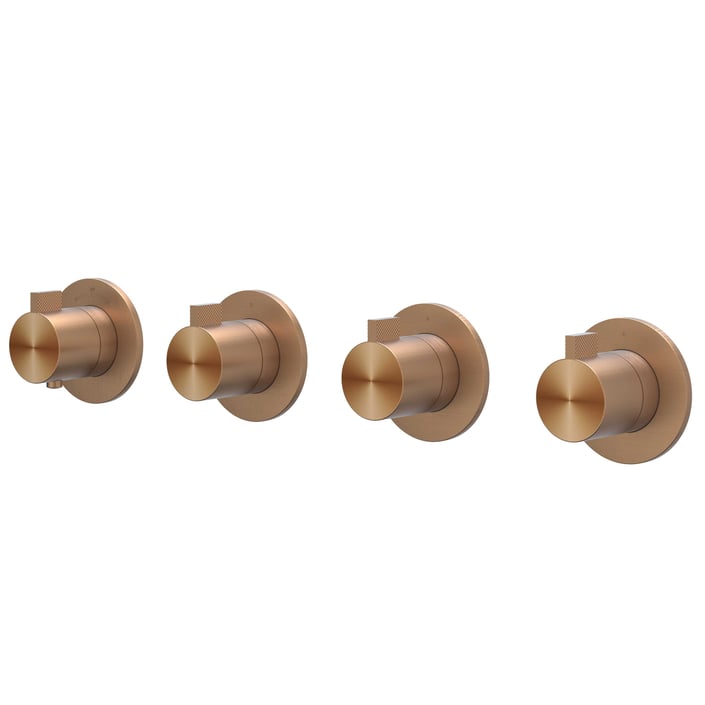 IVY Tribe Afbouwdeel inbouwthermostaat met 3 stopkranen symmetry met ronde rozetten