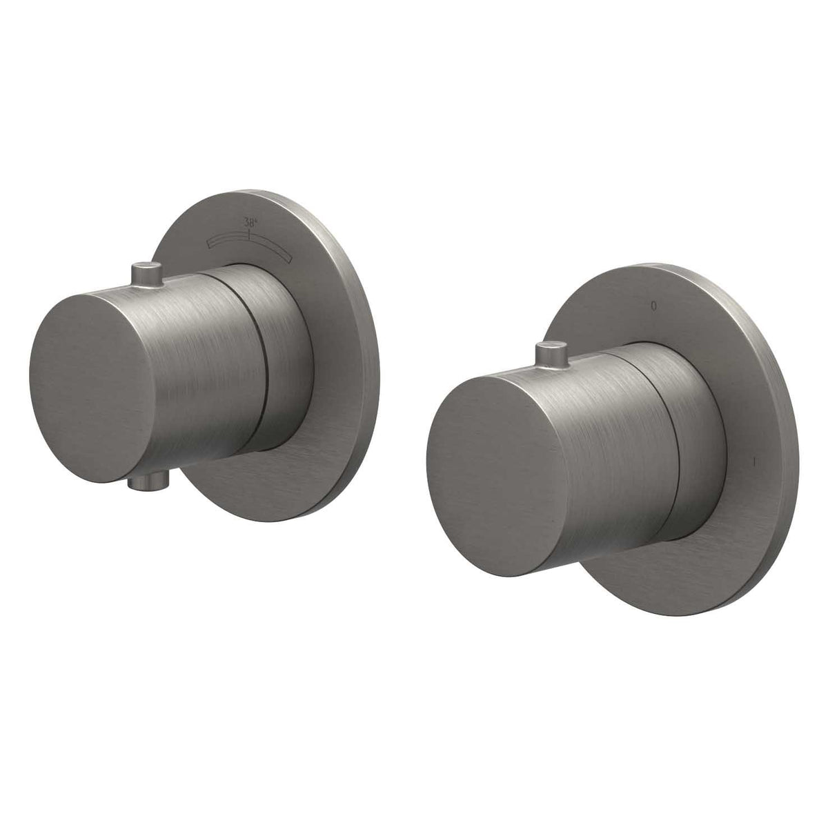 IVY Bond Afbouwdeel inbouwthermostaat met 2-weg stop-omstel symmetry met ronde rozetten - Geborsteld nickel PVD - 6201366