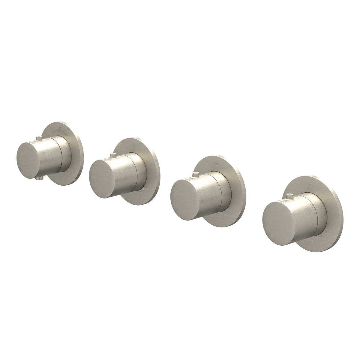 IVY Bond Afbouwdeel inbouwthermostaat met 3 stopkranen symmetry met ronde rozetten - Geborsteld nickel PVD - 6202373