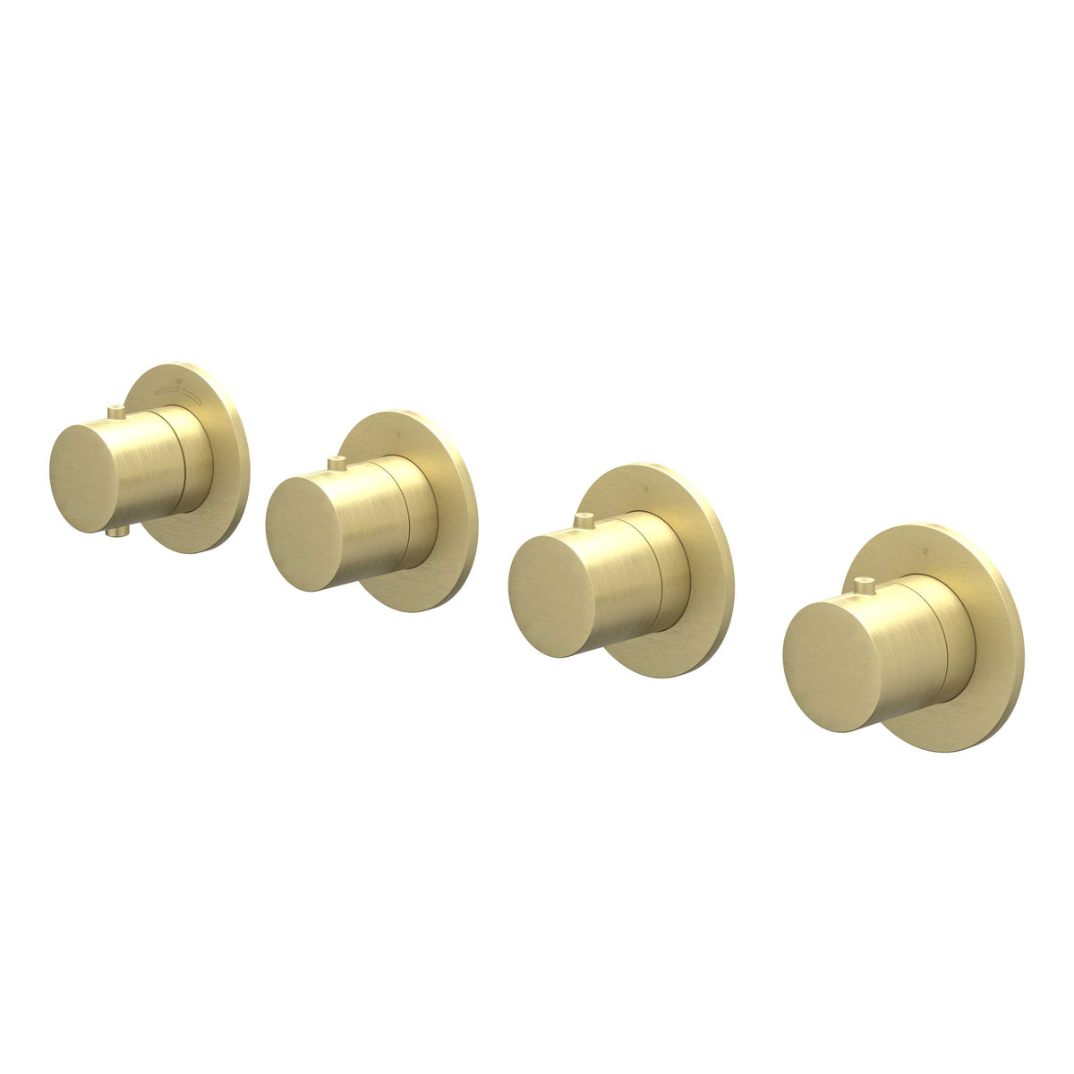 IVY Bond Afbouwdeel inbouwthermostaat met 3 stopkranen symmetry met ronde rozetten - Geborsteld mat goud PVD - 6202374