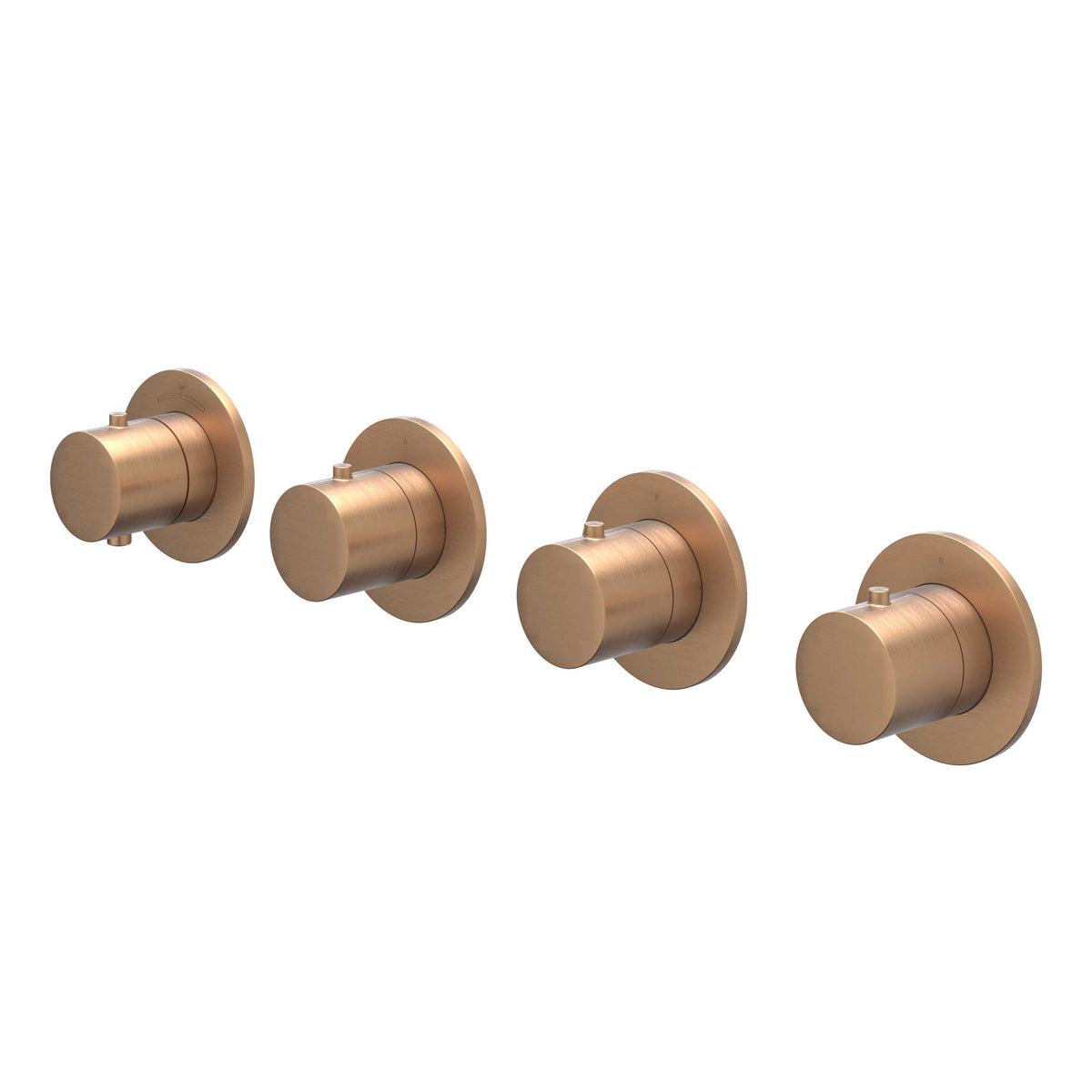 IVY Bond Afbouwdeel inbouwthermostaat met 3 stopkranen symmetry met ronde rozetten - Geborsteld mat koper PVD - 6202375