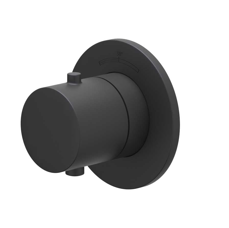 IVY Bond Afbouwdeel inbouwthermostaat symmetry met rond rozet - Mat zwart PED - 6202412