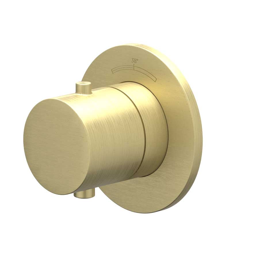 IVY Bond Afbouwdeel inbouwthermostaat symmetry met rond rozet - Geborsteld mat goud PVD - 6202414