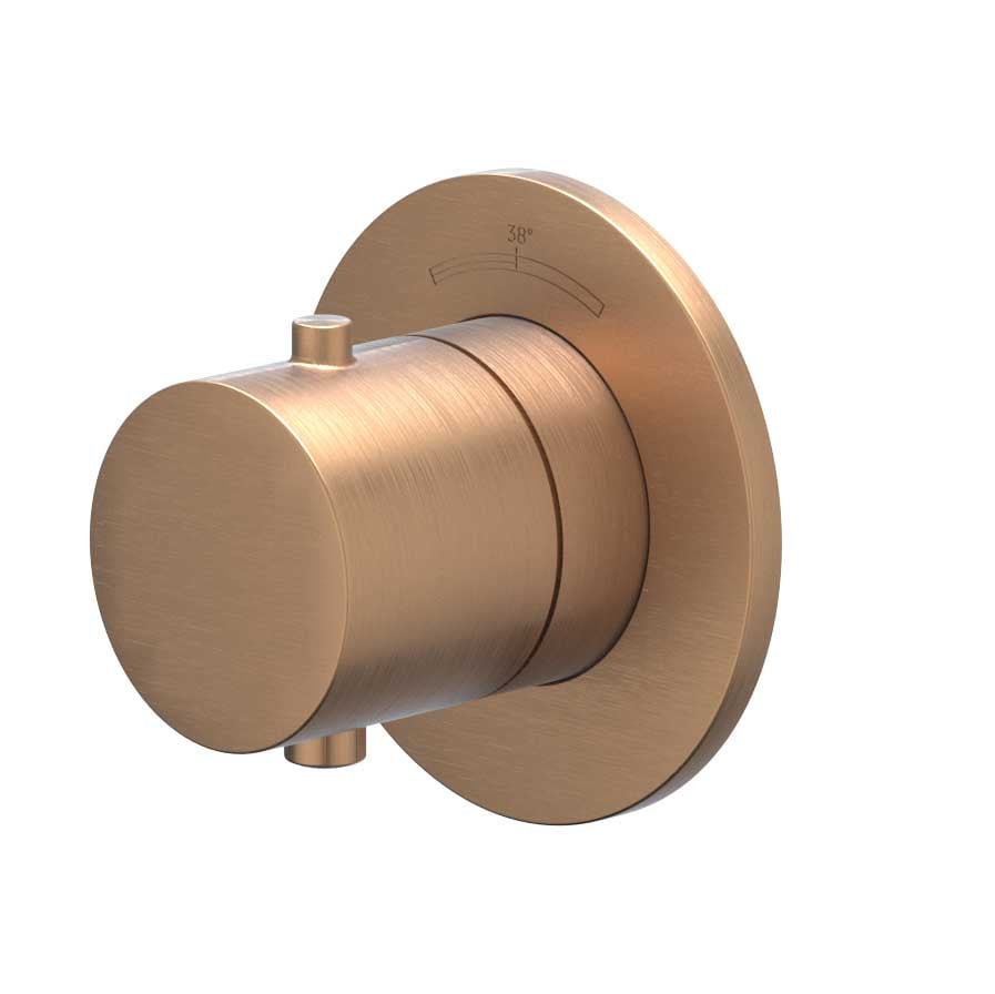 IVY Bond Afbouwdeel inbouwthermostaat symmetry met rond rozet - Geborsteld mat koper PVD - 6202415
