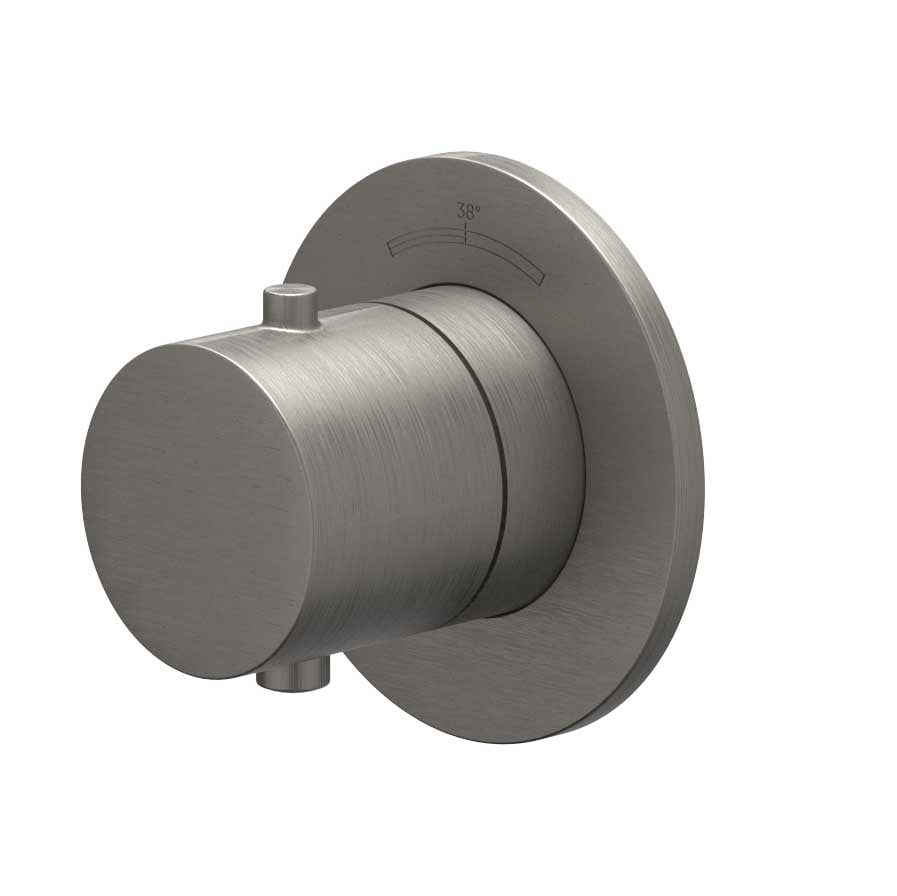IVY Bond Afbouwdeel inbouwthermostaat symmetry met rond rozet - Geborsteld metal black PVD - 6202416