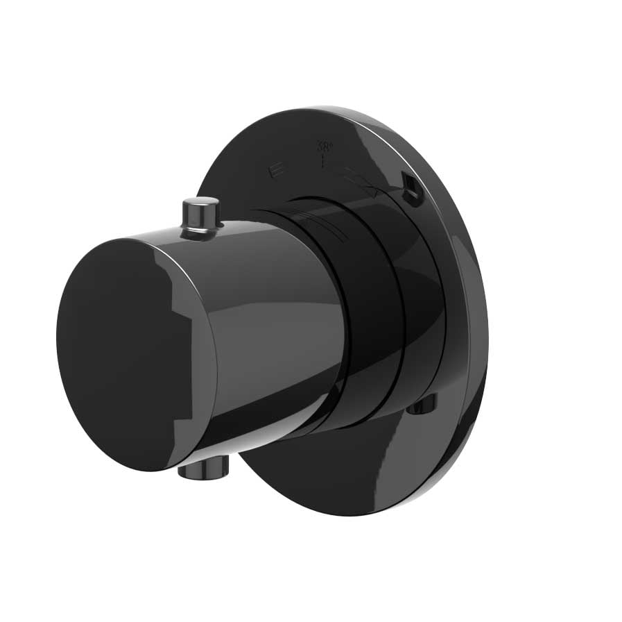 IVY Bond Afbouwdeel inbouwthermostaat symmetry met rond rozet - Zwart chroom PVD - 6202417