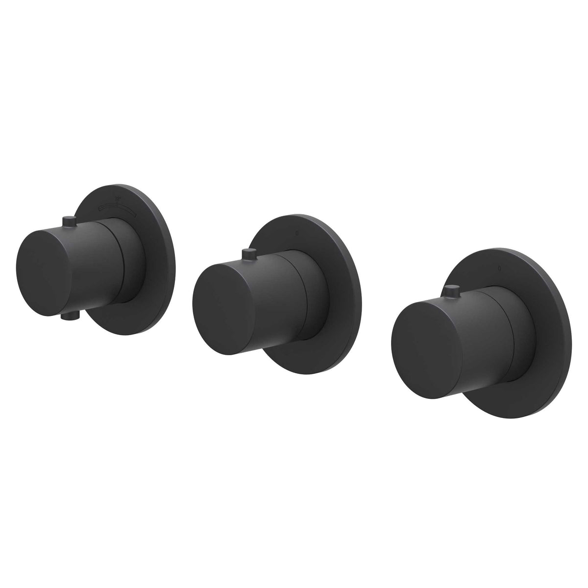 IVY Bond Afbouwdeel inbouwthermostaat met 2 stopkranen symmetry met ronde rozetten - Mat zwart PED - 6202472
