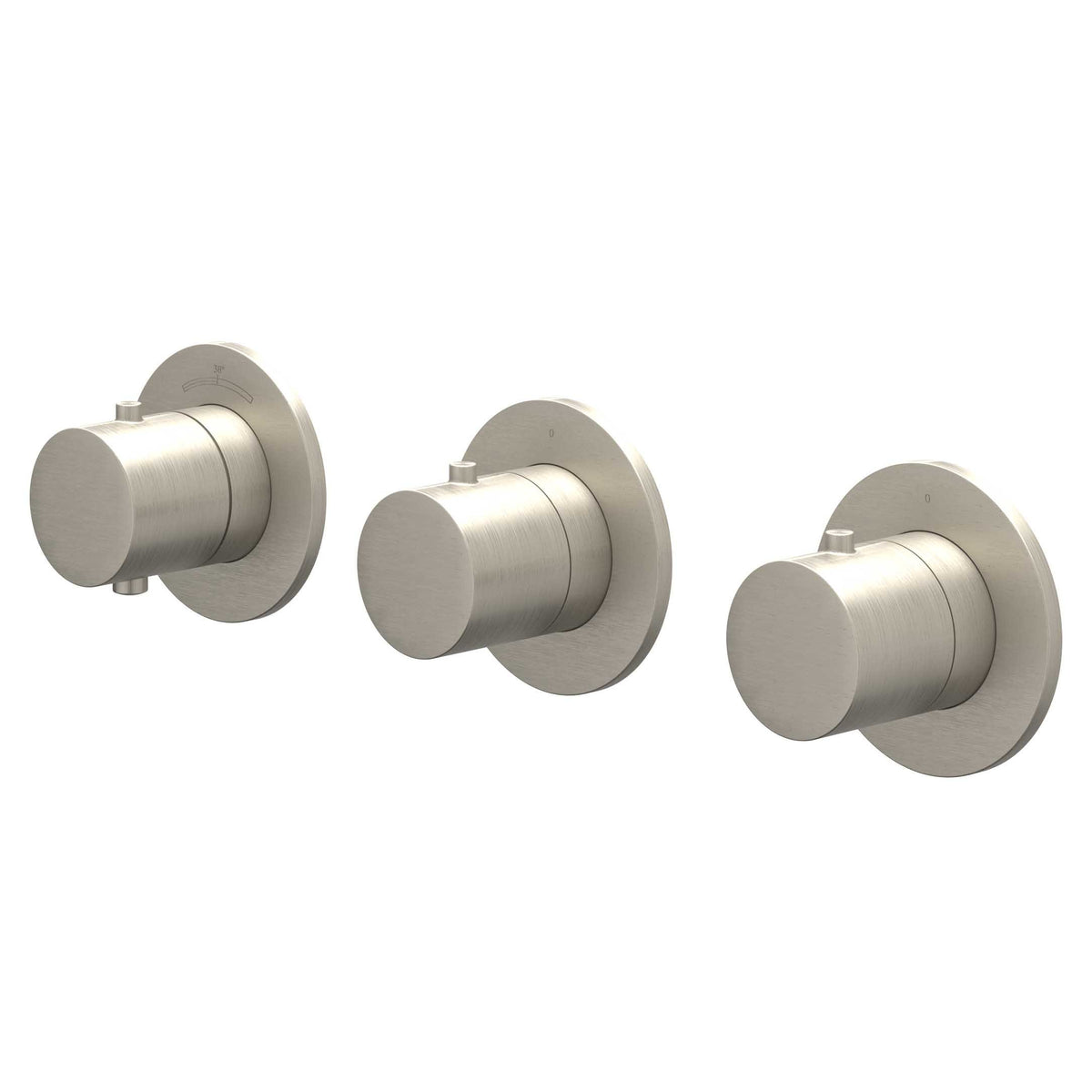 IVY Bond Afbouwdeel inbouwthermostaat met 2 stopkranen symmetry met ronde rozetten - Geborsteld nickel PVD - 6202473
