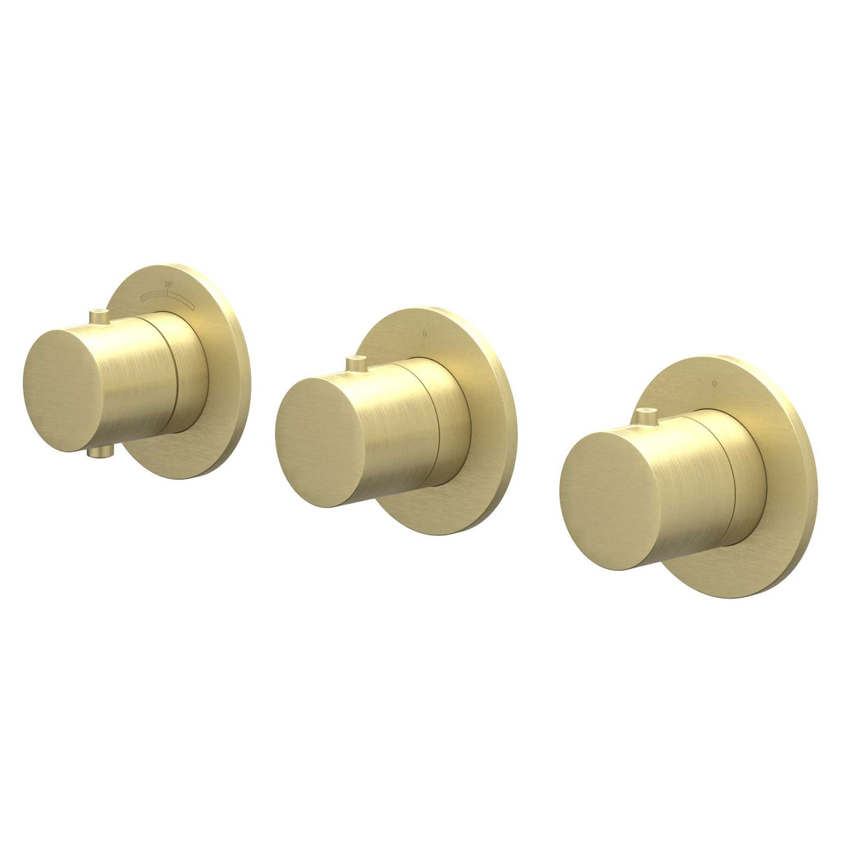 IVY Bond Afbouwdeel inbouwthermostaat met 2 stopkranen symmetry met ronde rozetten - Geborsteld mat goud PVD - 6202474