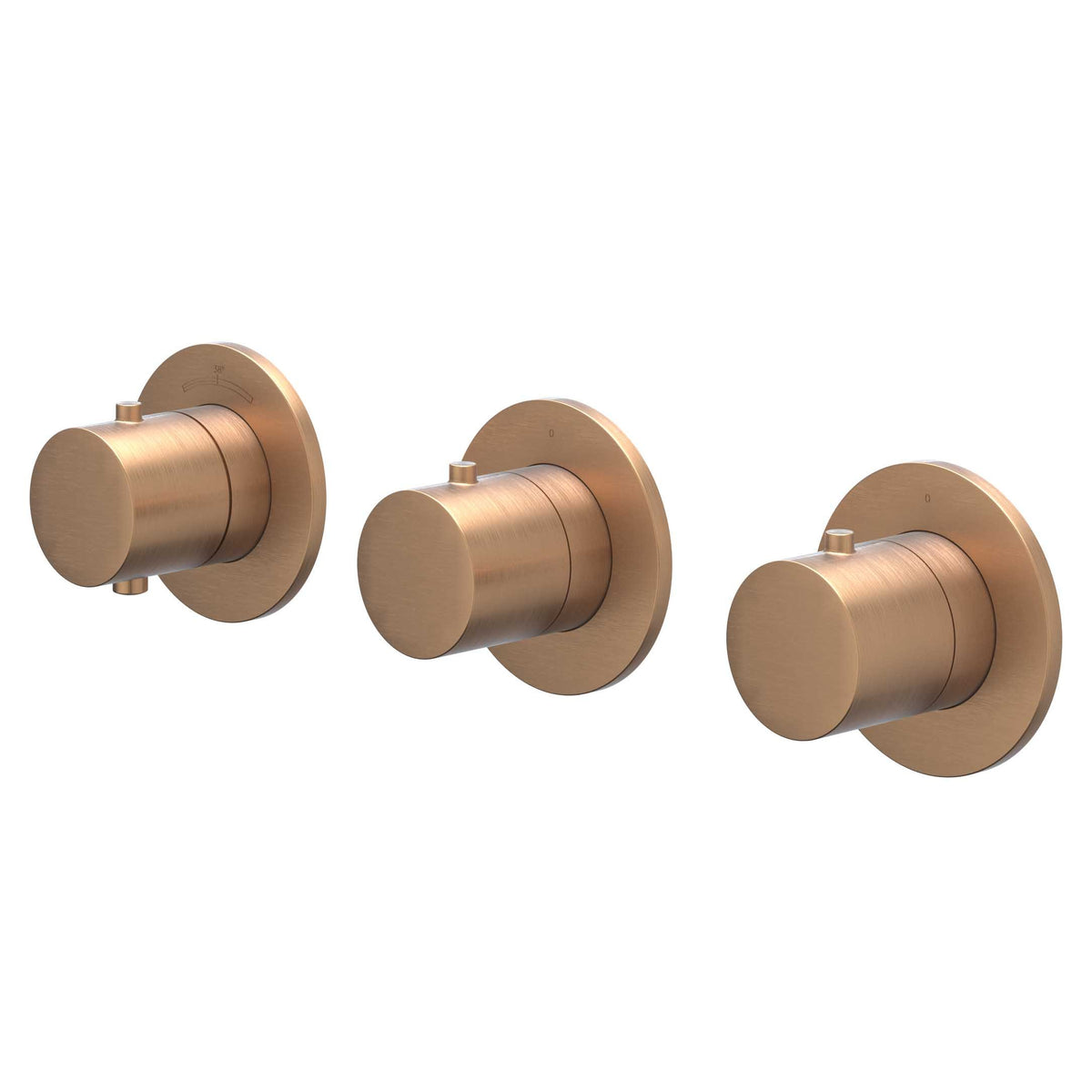 IVY Bond Afbouwdeel inbouwthermostaat met 2 stopkranen symmetry met ronde rozetten - Geborsteld mat koper PVD - 6202475
