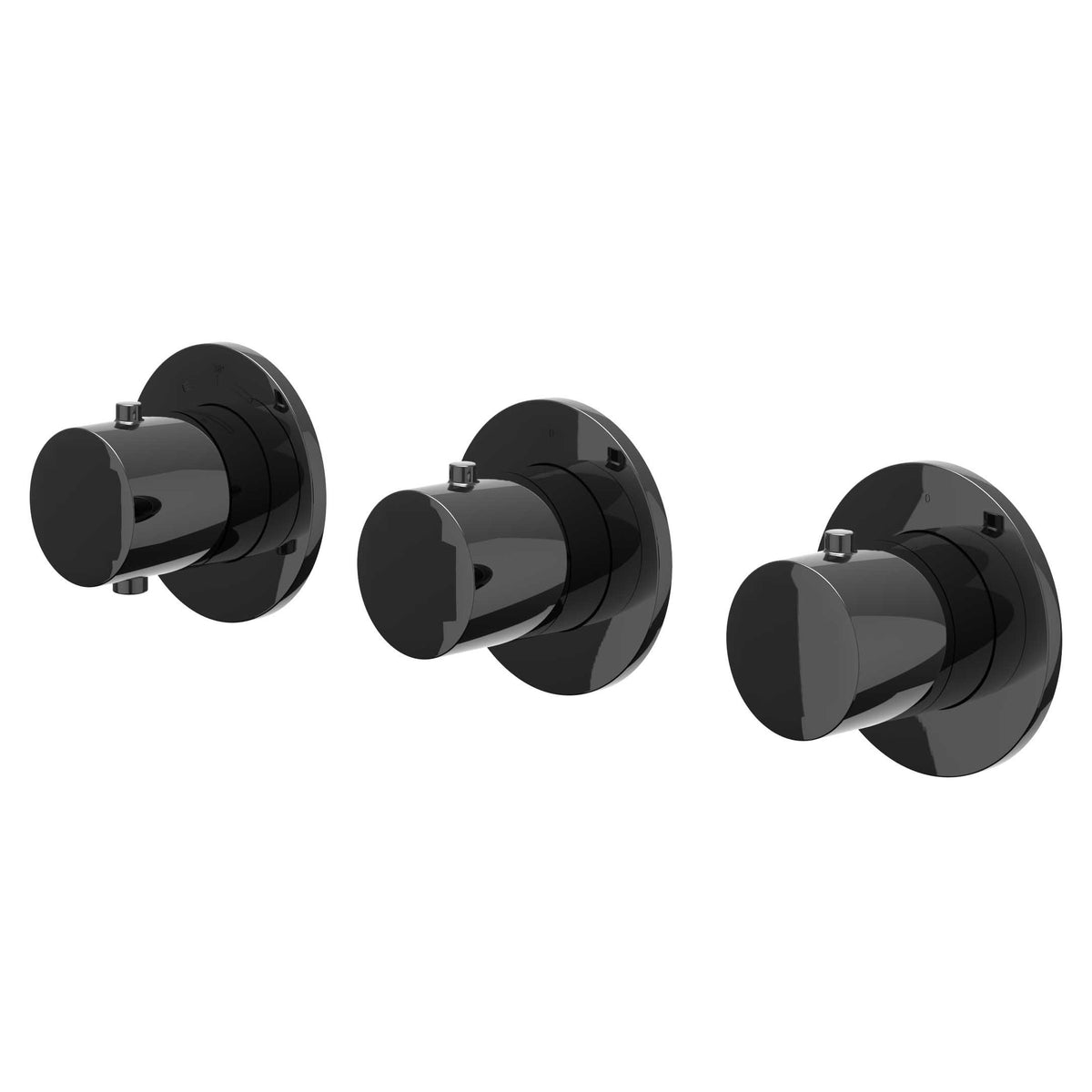IVY Bond Afbouwdeel inbouwthermostaat met 2 stopkranen symmetry met ronde rozetten - Zwart chroom PVD - 6202477