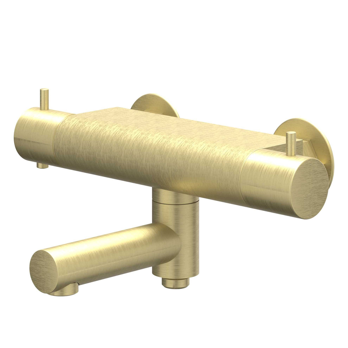 IVY Bond Badthermostaatkraan opbouw cooltouch met wegdraaibare baduitloop met omstel - Geborsteld mat goud PVD - 6301004