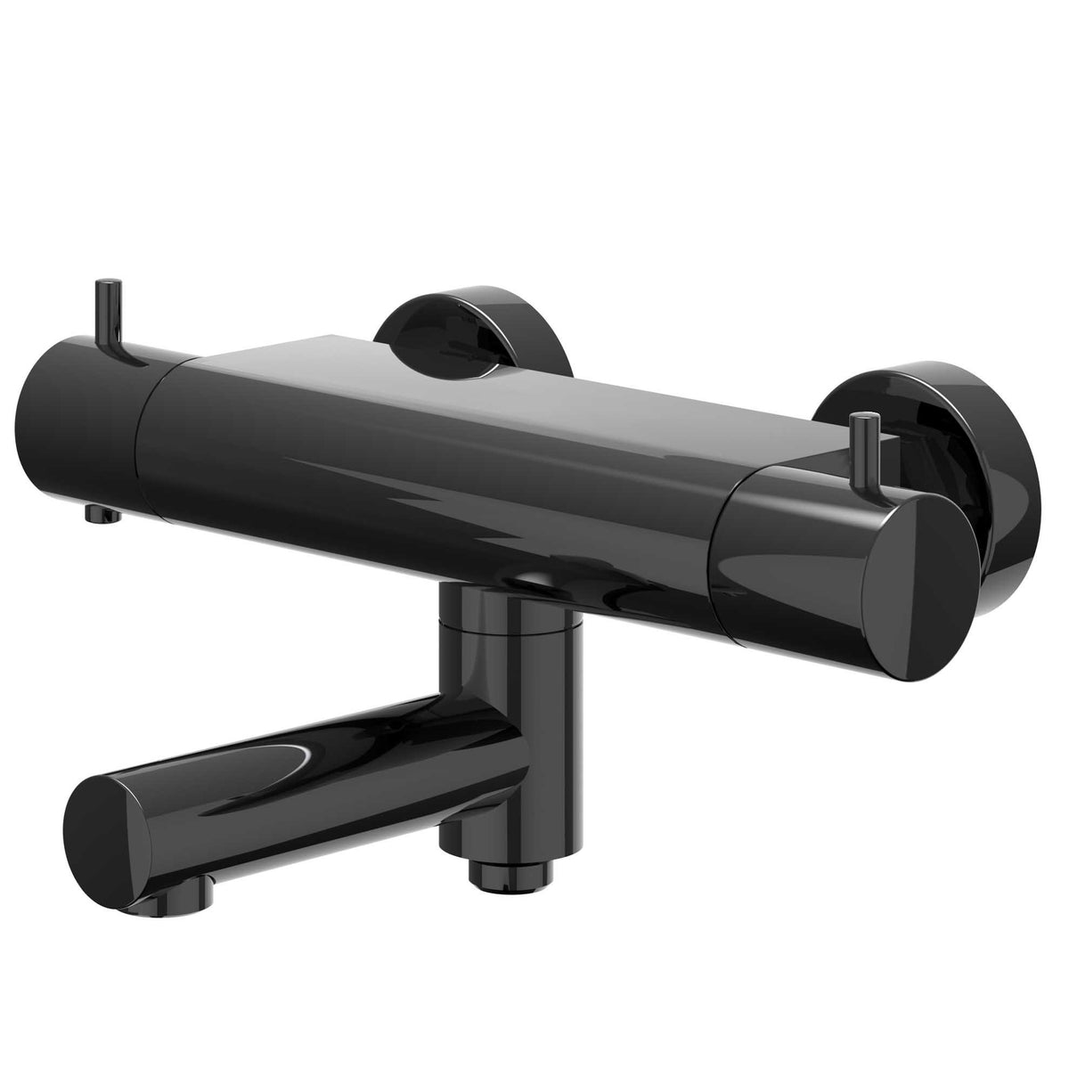 IVY Bond Badthermostaatkraan opbouw cooltouch met wegdraaibare baduitloop met omstel - Zwart chroom PVD - 6301007