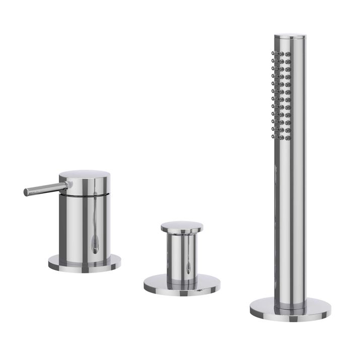 IVY Bond Badrandcombinatie 3-gats mengkraan met uittrekbare handdouche, zonder uitloop