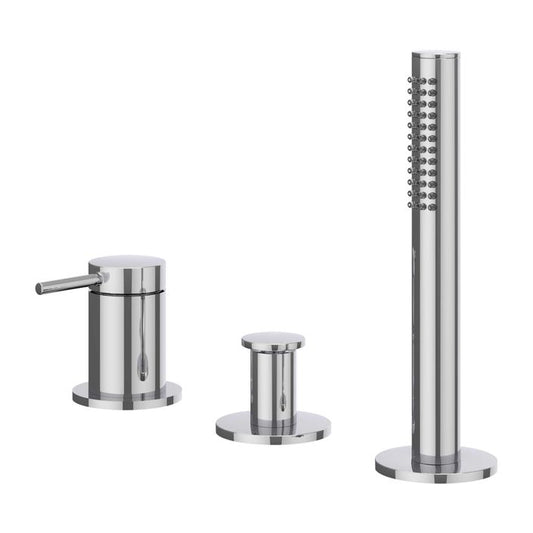 IVY Bond Badrandcombinatie 3-gats mengkraan met uittrekbare handdouche, zonder uitloop