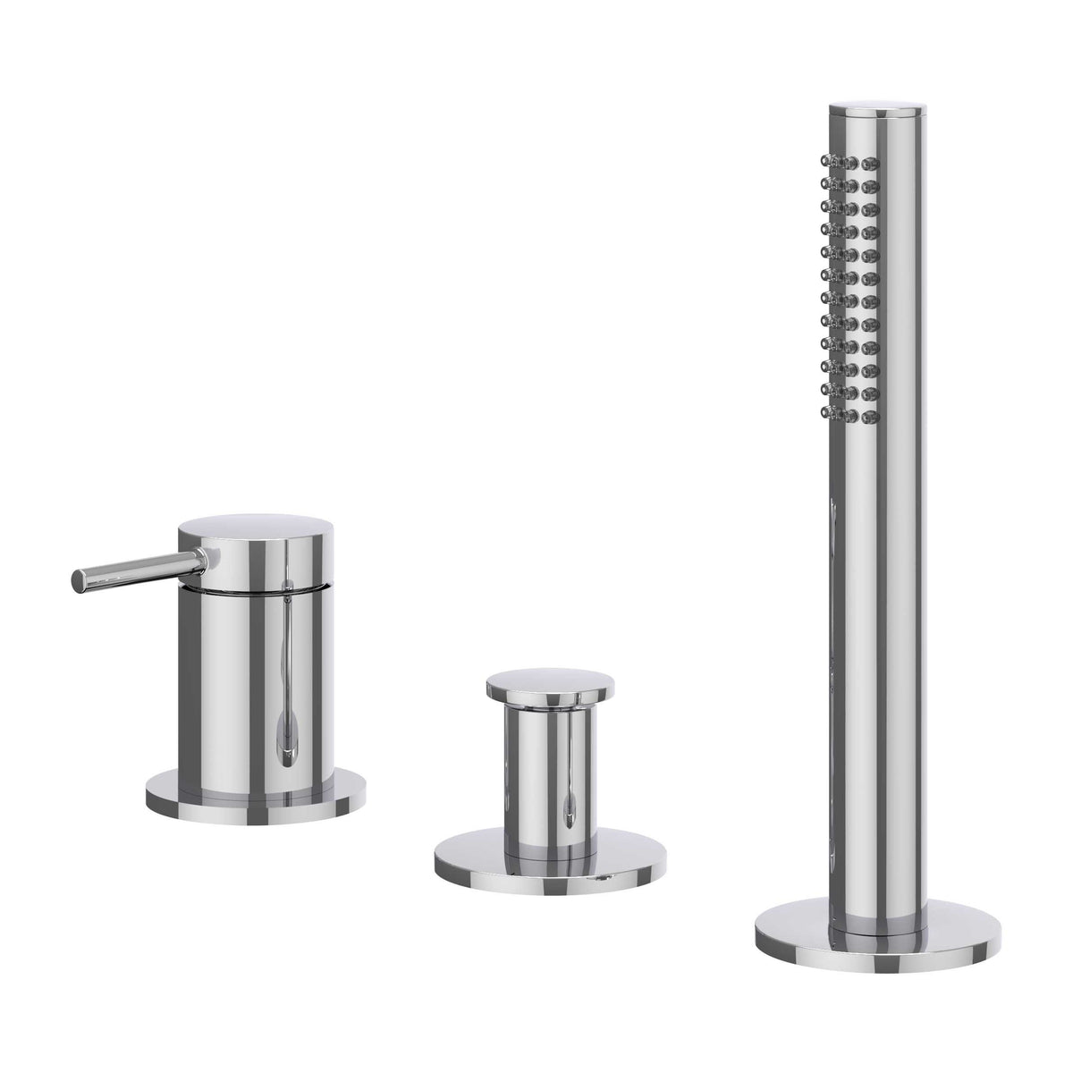 IVY Bond Badrandcombinatie 3-gats mengkraan met uittrekbare handdouche, zonder uitloop - Chroom - 6301131