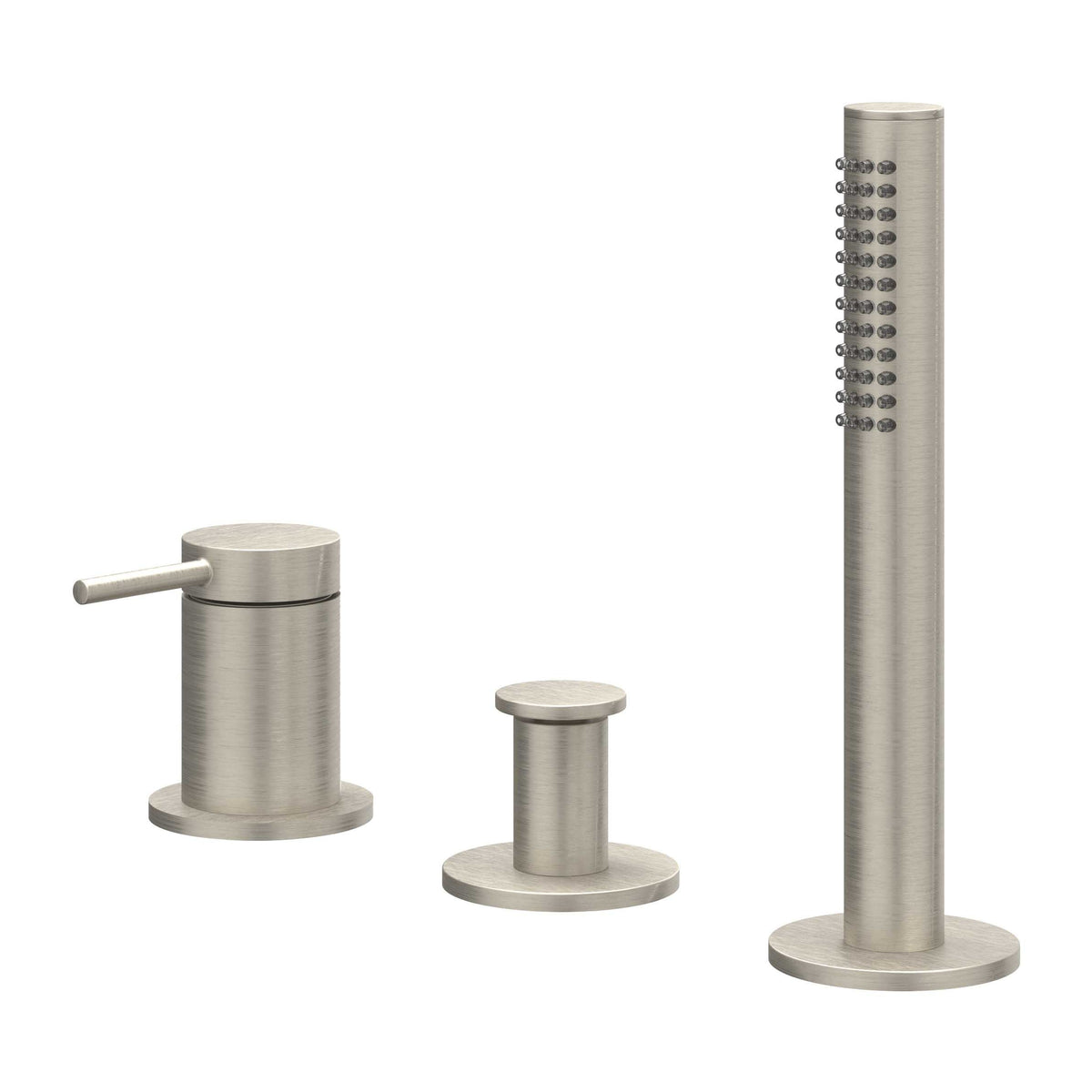 IVY Bond Badrandcombinatie 3-gats mengkraan met uittrekbare handdouche, zonder uitloop - Geborsteld nickel PVD - 6301133