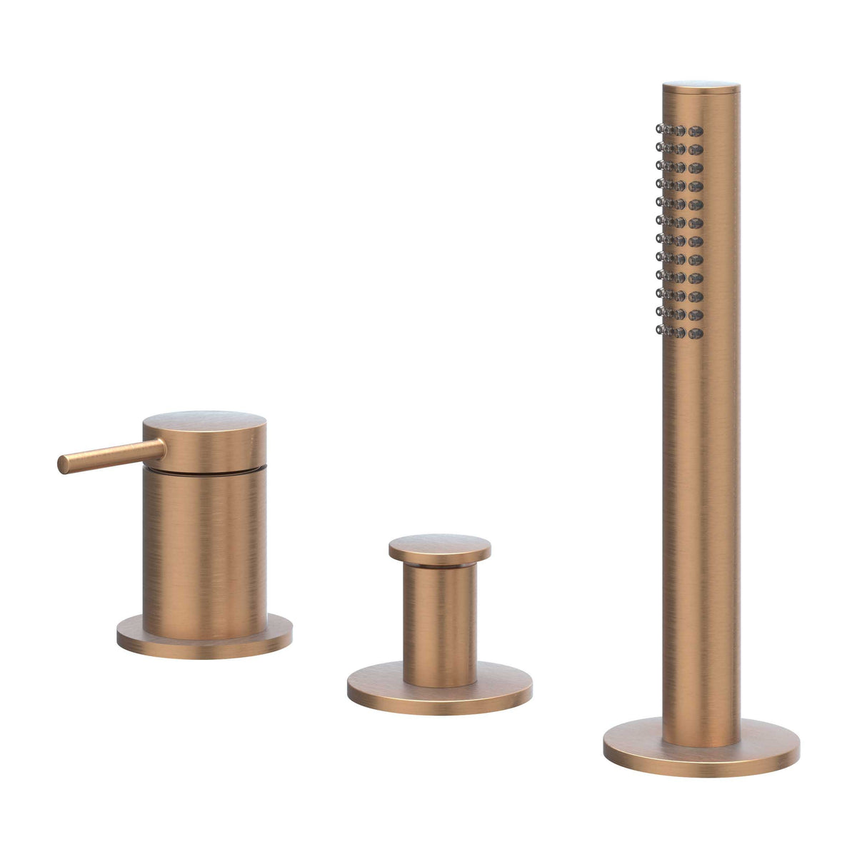 IVY Bond Badrandcombinatie 3-gats mengkraan met uittrekbare handdouche, zonder uitloop - Geborsteld mat koper PVD - 6301135