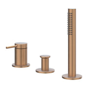 IVY Bond Badrandcombinatie 3-gats mengkraan met uittrekbare handdouche, zonder uitloop - Geborsteld mat koper PVD - 6301135