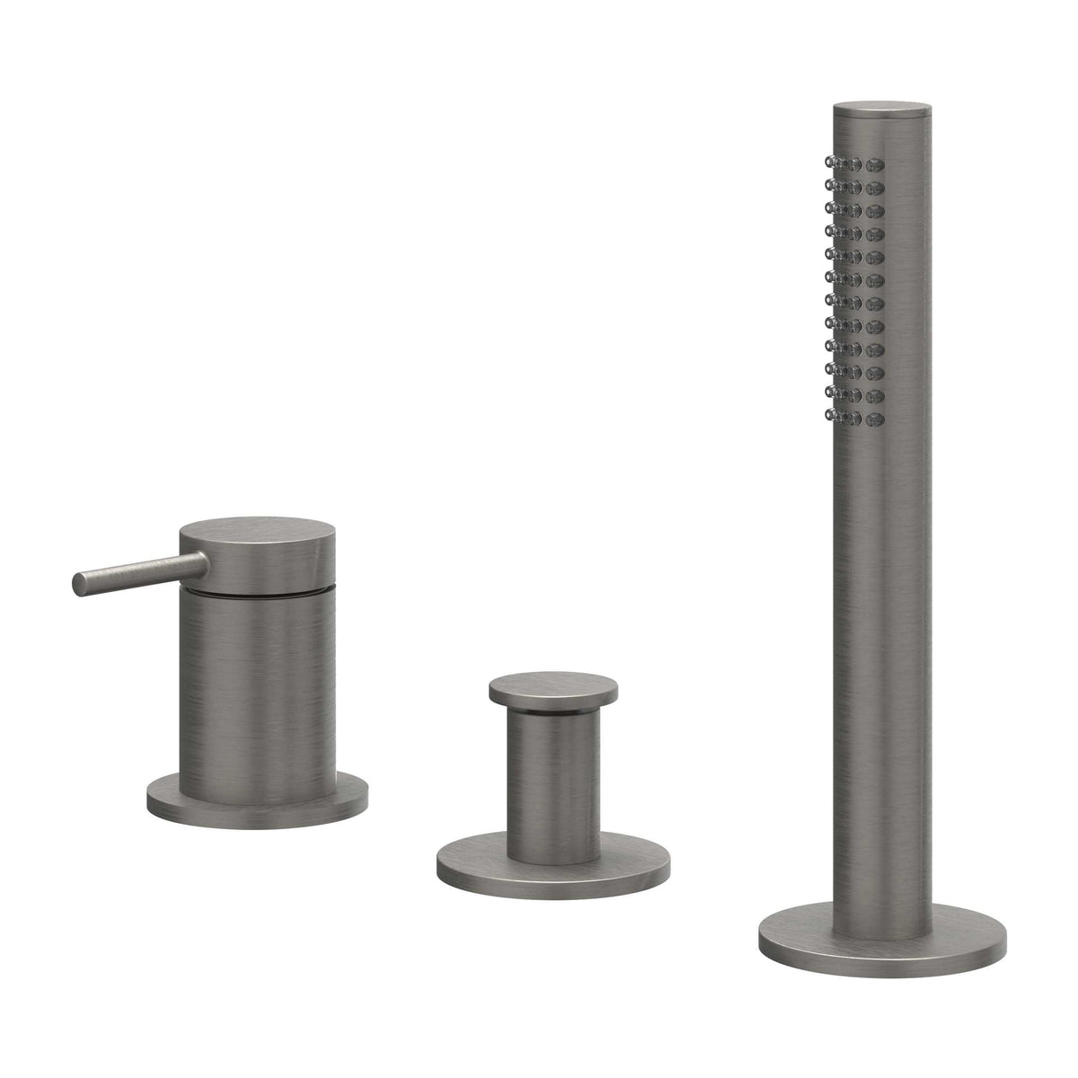 IVY Bond Badrandcombinatie 3-gats mengkraan met uittrekbare handdouche, zonder uitloop - Geborsteld metal black PVD - 6301136
