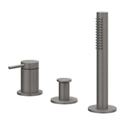 IVY Bond Badrandcombinatie 3-gats mengkraan met uittrekbare handdouche, zonder uitloop - Geborsteld metal black PVD - 6301136