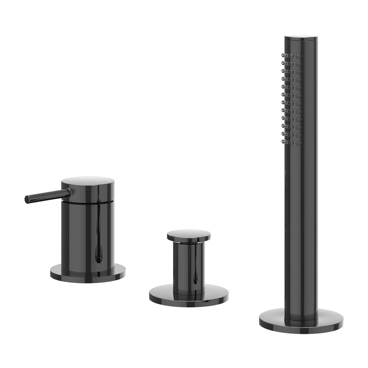 IVY Bond Badrandcombinatie 3-gats mengkraan met uittrekbare handdouche, zonder uitloop - Zwart chroom PVD - 6301137