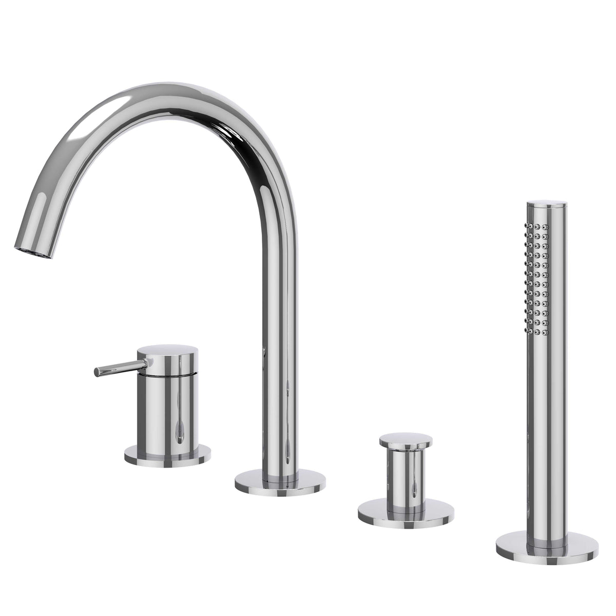 IVY Bond Badrandcombinatie 4-gats mengkraan met draaibare uitloop uittrekbare handdouche - Chroom - 6301151