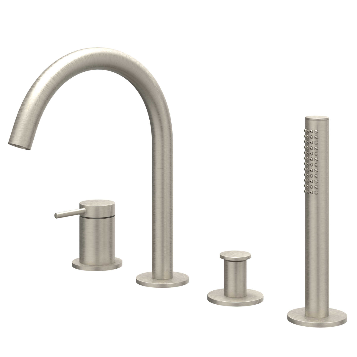 IVY Bond Badrandcombinatie 4-gats mengkraan met draaibare uitloop uittrekbare handdouche - Geborsteld nickel PVD - 6301153