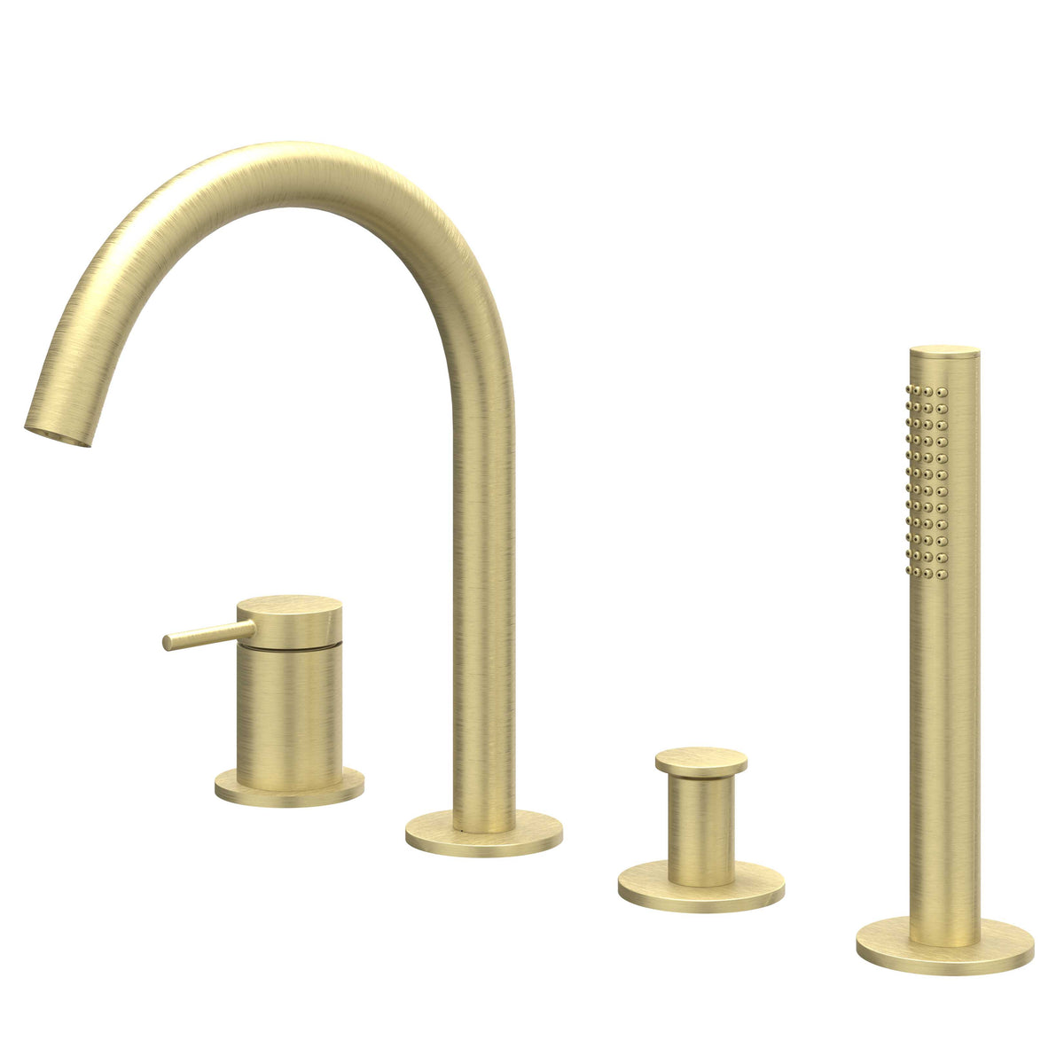 IVY Bond Badrandcombinatie 4-gats mengkraan met draaibare uitloop uittrekbare handdouche - Geborsteld mat goud PVD - 6301154