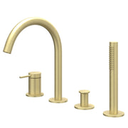 IVY Bond Badrandcombinatie 4-gats mengkraan met draaibare uitloop uittrekbare handdouche - Geborsteld mat goud PVD - 6301154