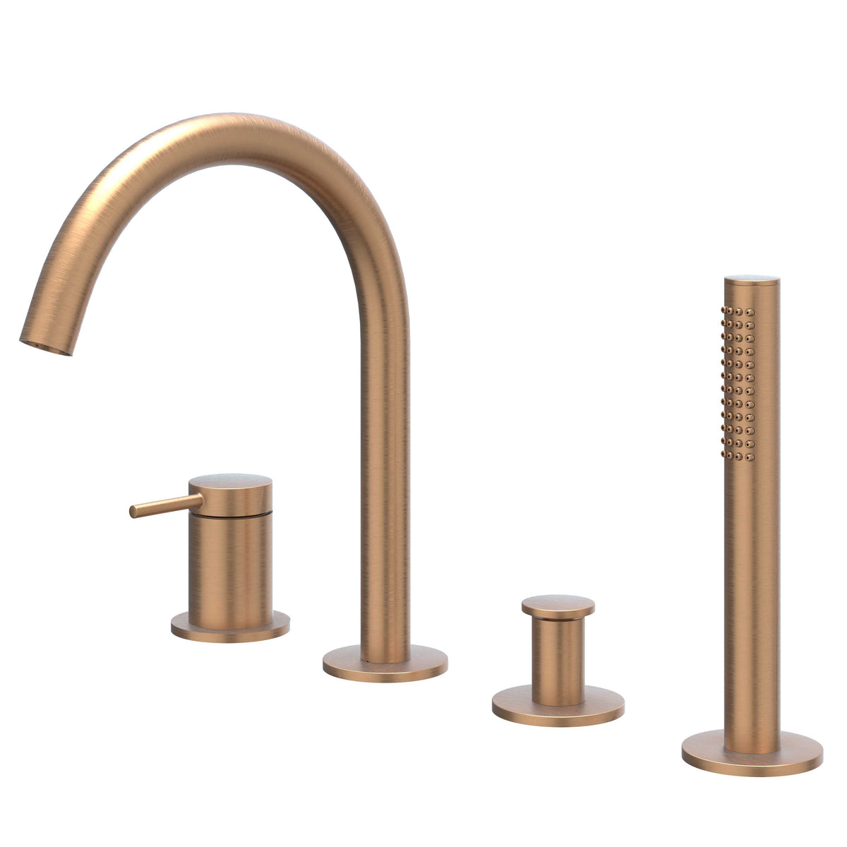 IVY Bond Badrandcombinatie 4-gats mengkraan met draaibare uitloop uittrekbare handdouche - Geborsteld mat koper PVD - 6301155