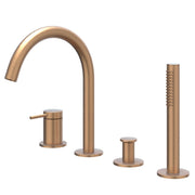 IVY Bond Badrandcombinatie 4-gats mengkraan met draaibare uitloop uittrekbare handdouche - Geborsteld mat koper PVD - 6301155